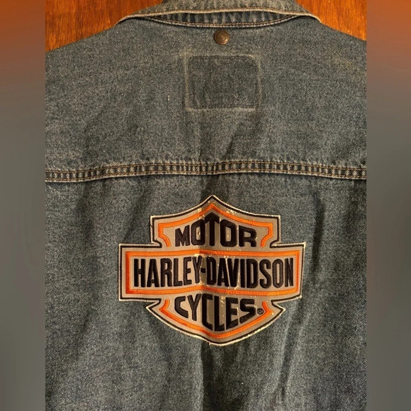 Other - International Denim 3XL Jean Jacket with Harley Davidson patches
